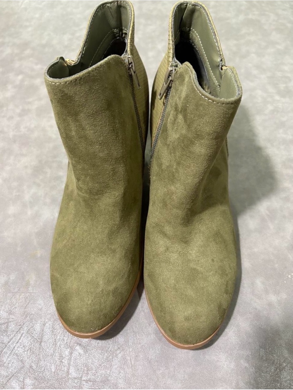 Women's Olive Green Suede Ankle Boots